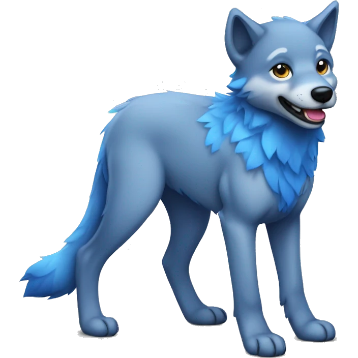 a gay, blue wolf pup, full body emoji