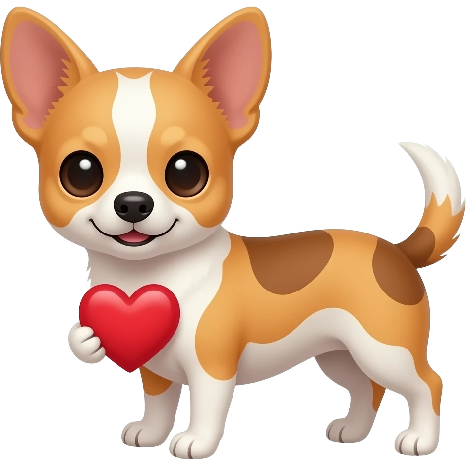tan and white chihuahua with a heart to replace the regular heart emoji emoji