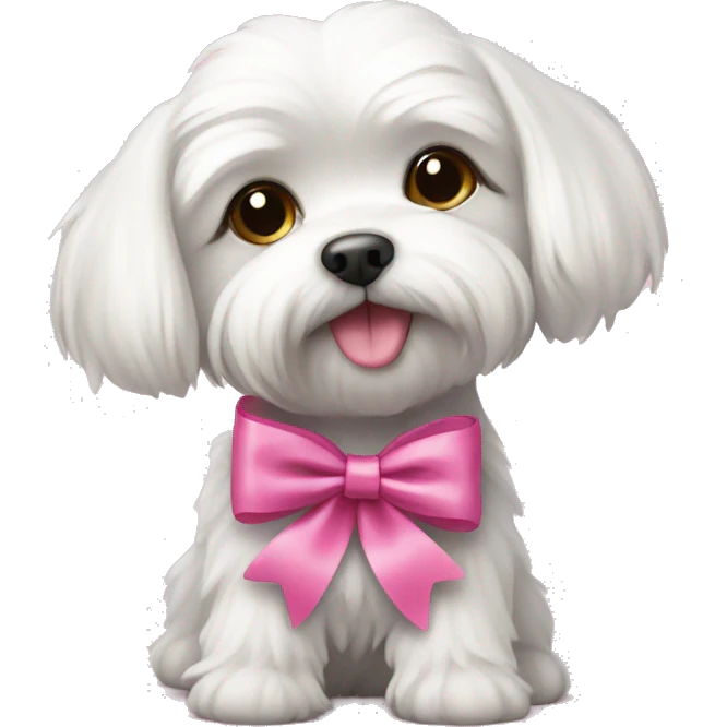 Maltese with pink ribbon emoji