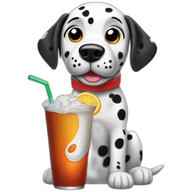 dalmatian dog drinking soda emoji