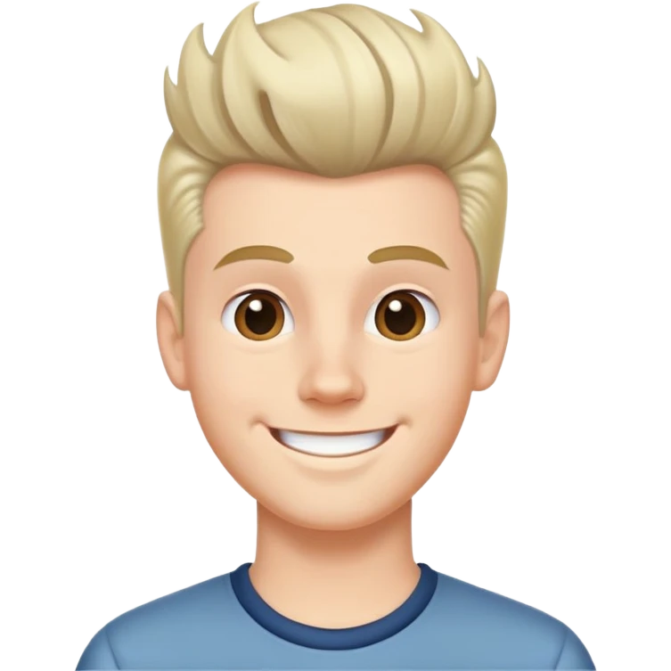Menino branco com cabelos op  com topete sorrindo emoji