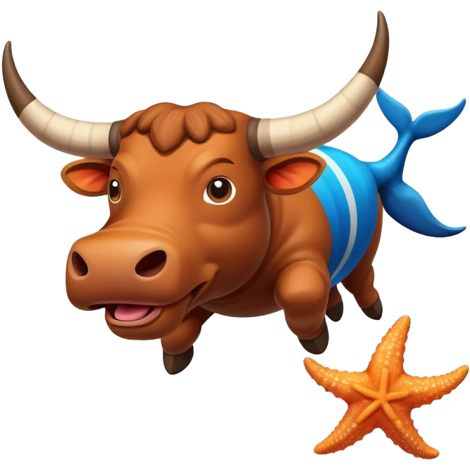A bull jumping from a starfish emoji
