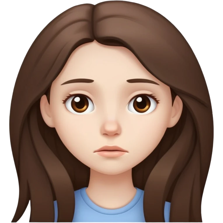 beautiful pale brunette girl with long hair tired emoji