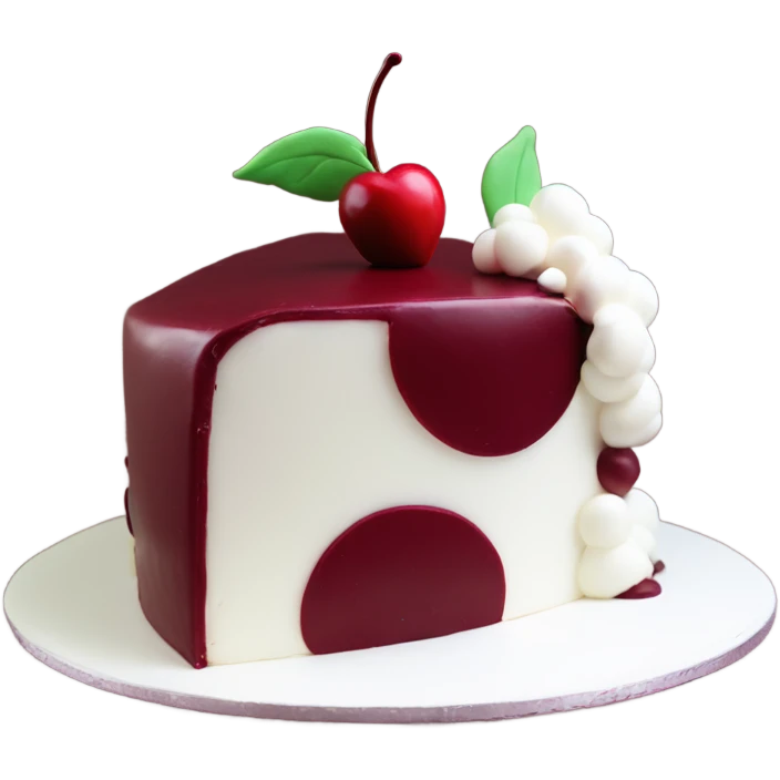 Cherry vintage trendy burgundy and white heart shaped cake 1 layer  emoji