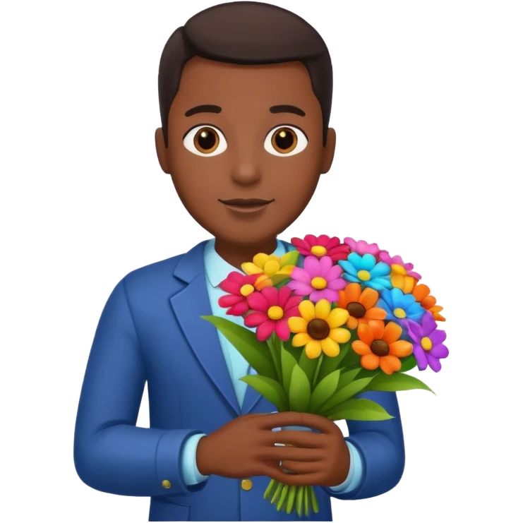 Black Male hand give a bogue of flowers emoji