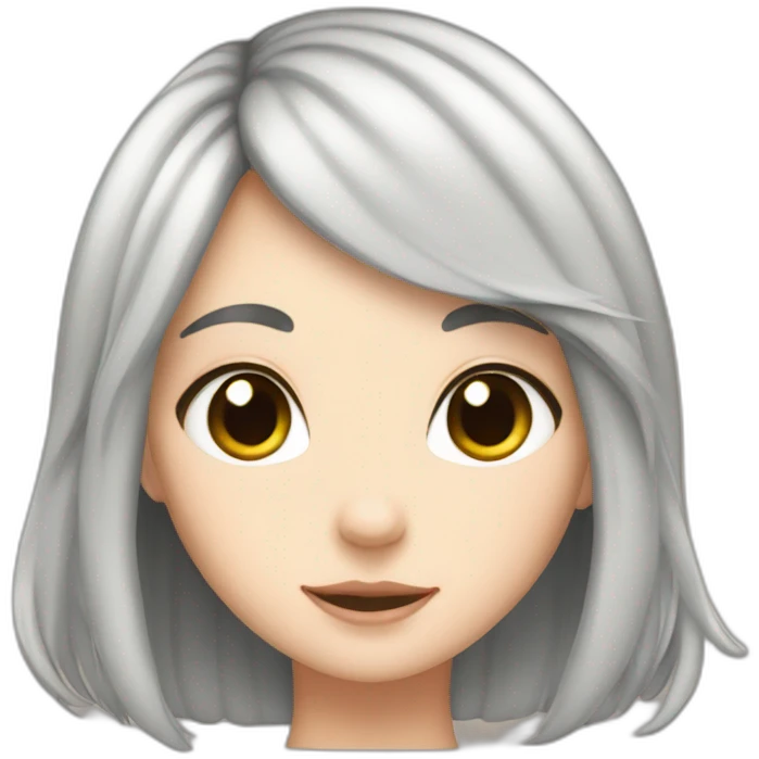 white girl black hair in countryside cat dog emoji