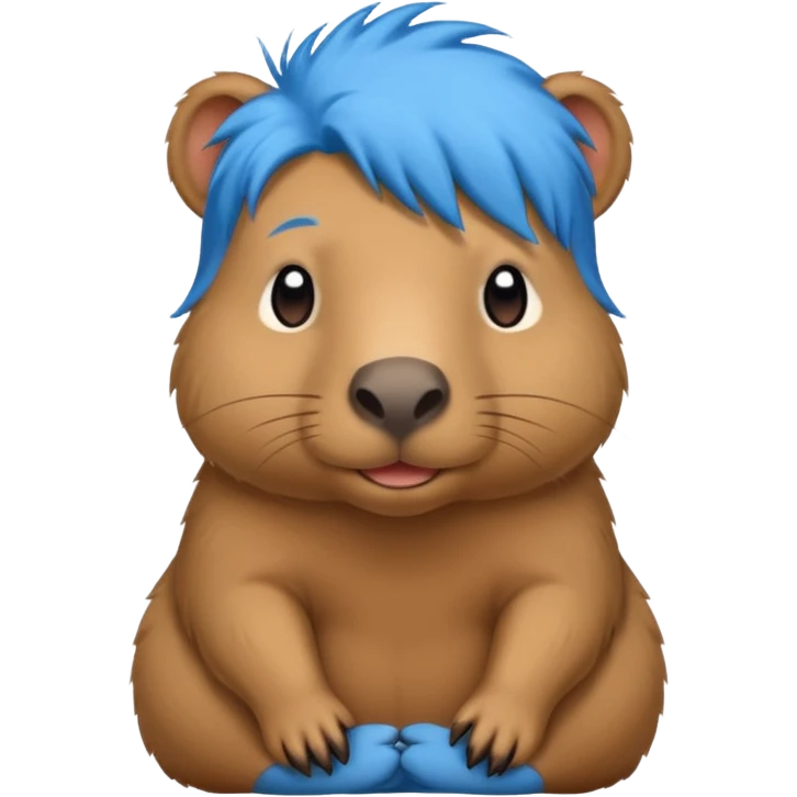 Capybara with blue hair emoji