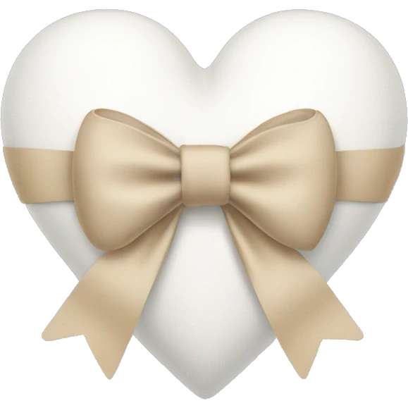 white heart with beige bow emoji