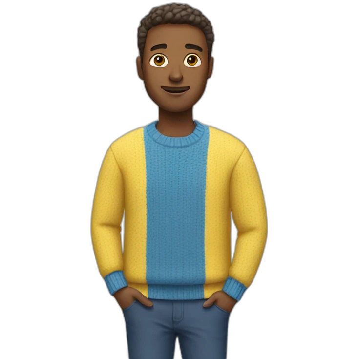 White Man in blue and yellow sweater emoji