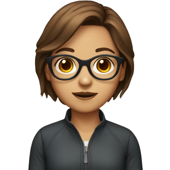 brown hair girl with red glasses emoji