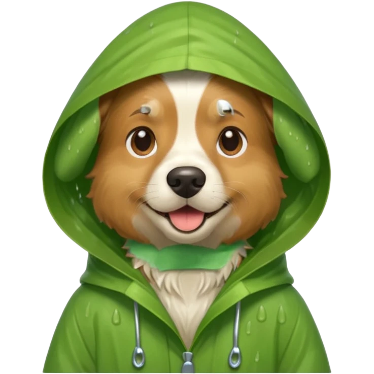 dog in green rain coat over head



 emoji