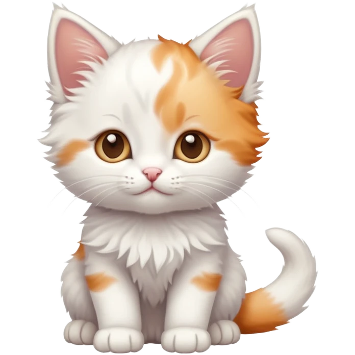 White kitten with some ginger on its head full body photo emoji