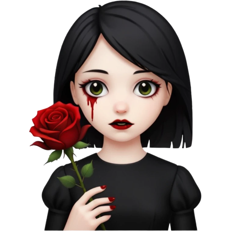 Bloody black rose emo girl emoji