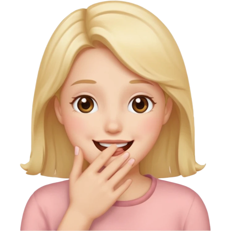 Blush hand covering the mouth looking happy emoji