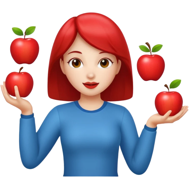 a Circus cute girl juggling two apple emoji
