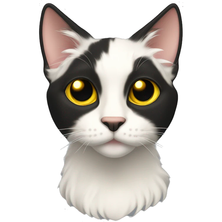 Pointed black ear tufts small sleek short haired solid black furred cat full body yellow eyes  emoji
