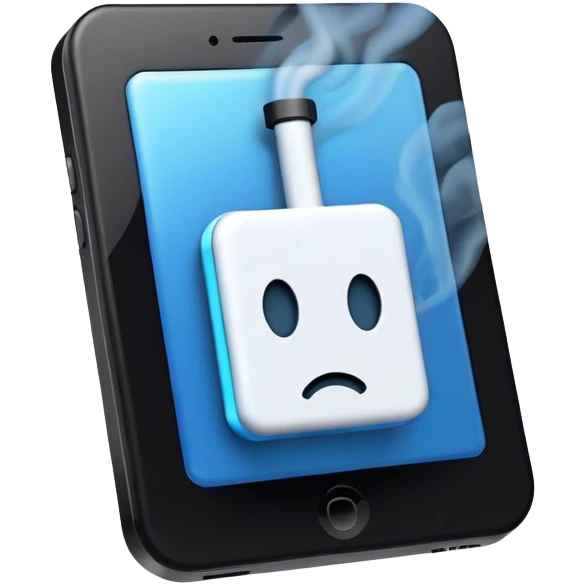 blue smoke coming out of a black microchip emoji