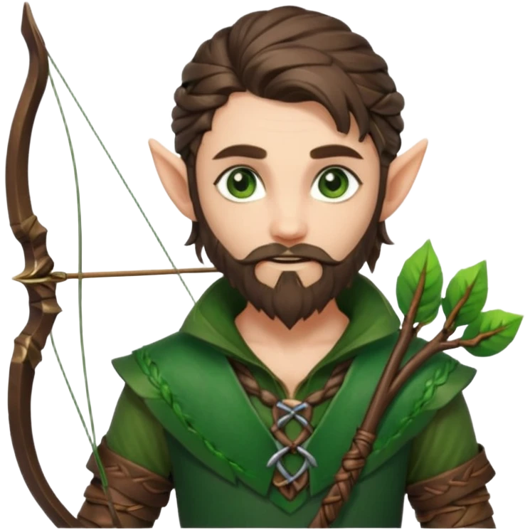Forest elf with braided beard and bow emoji