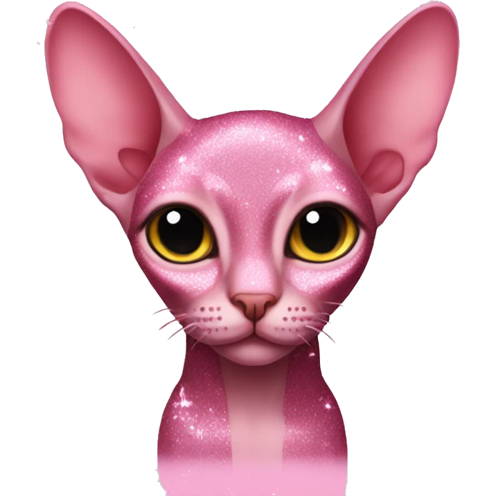 Sphinx cat covered in pink glitter emoji