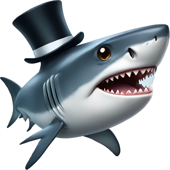 Shark with a top hat emoji