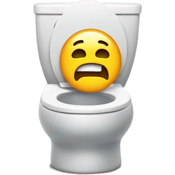 A head sticking out of a toilet with an iPhone emoji