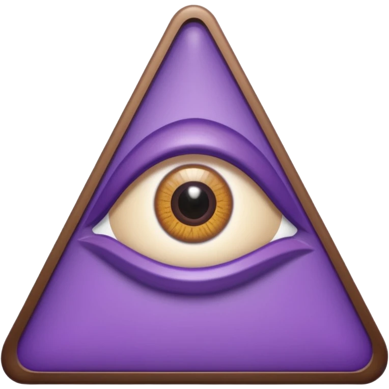 A triangle with a mix of colors as a border and a purple inside with an eye in the middle emoji