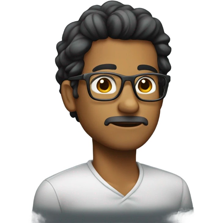 chico de pelo largo con lentes  emoji