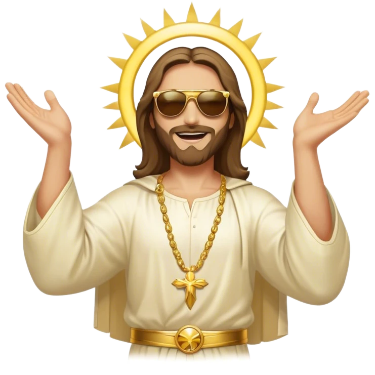 dancing figure of rejoicing Jesus with  sunglases golden  emoji