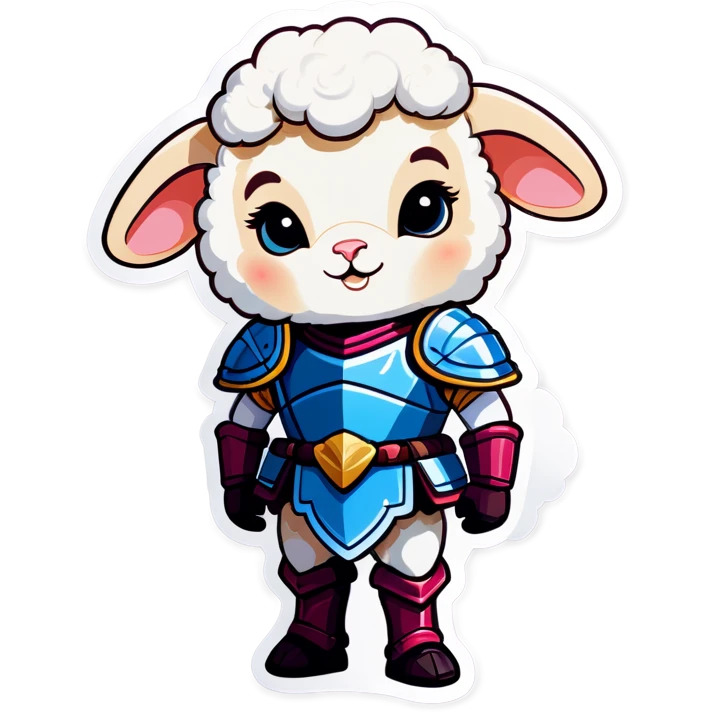 A lamb with armor emoji