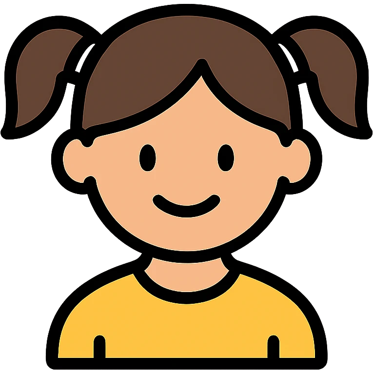 A young girl with pigtails, simple icon style emoji