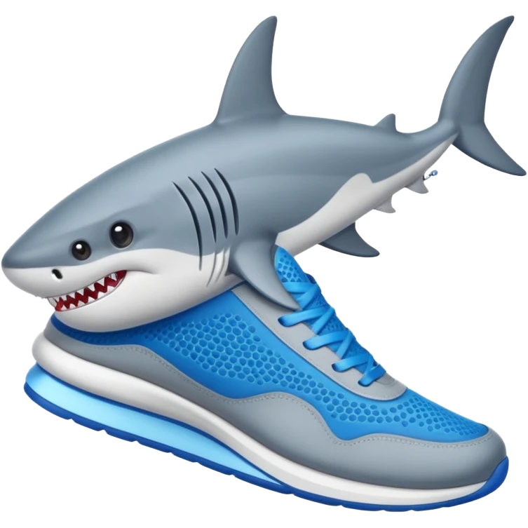 Tiburón con 3 zapatillas azules  emoji