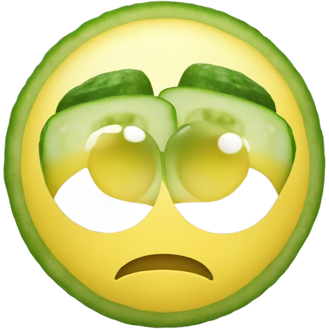 Yellow smiley face with the cucumbers on eyes emoji