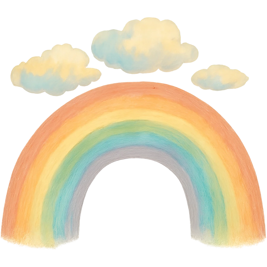 icon of a rainbow, soft colors, painterly emoji