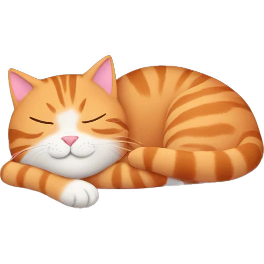 tabby orange cat sleeping in pink cat bed emoji