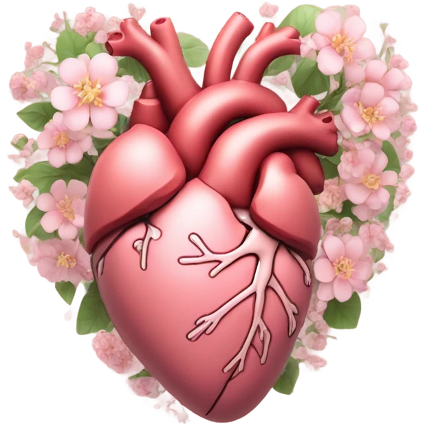 light pink anatomical heart with flower emoji