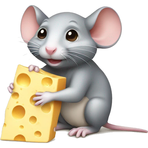 Cute Rat eating cheese  emoji
