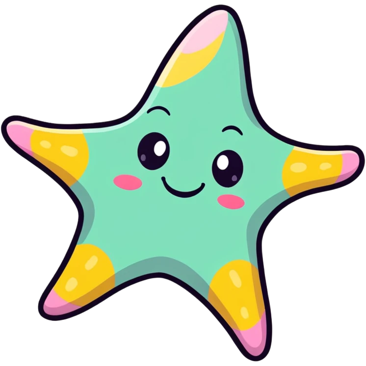 cute cheerful starfish character with a smile emoji
