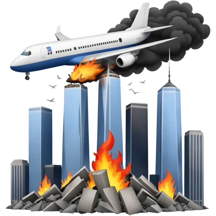 A plane crasing into the twin towers emoji