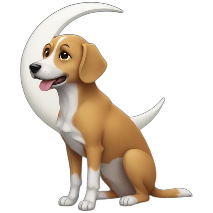 Dog holding a moon emoji