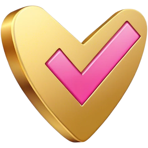 gold pink check mark emoji