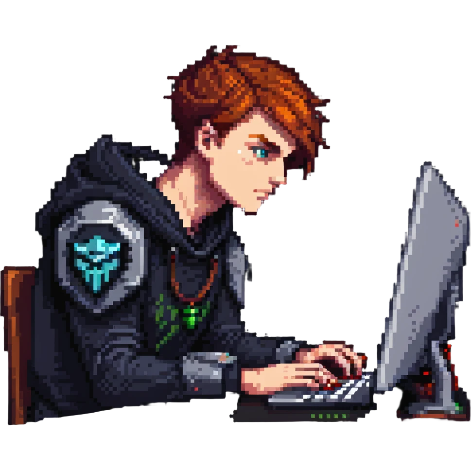 person at computer playing Dota 2 intensely emoji