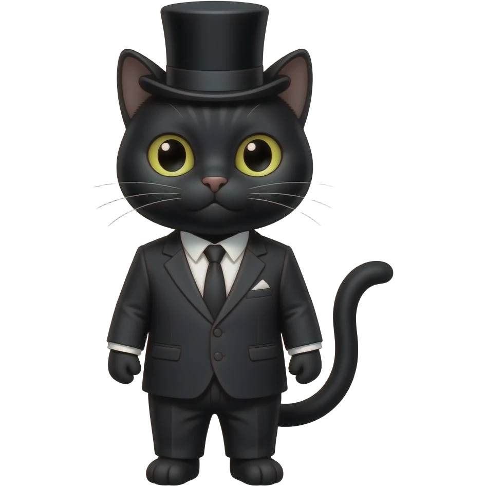 Cat with a top hat, emoji: 🐱 a black cat with a suit black emoji