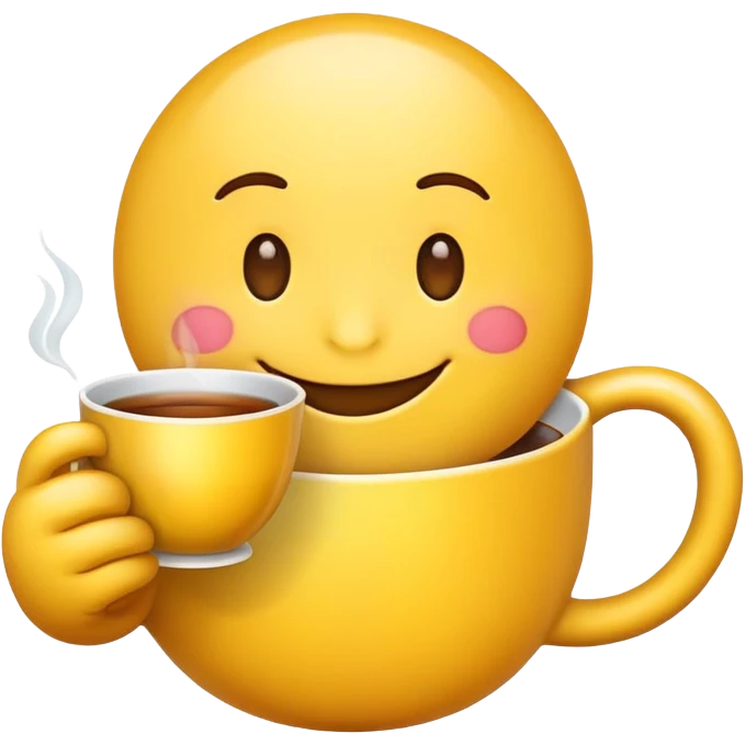 Basic yellow emoji with a hand with cup of tea emoji