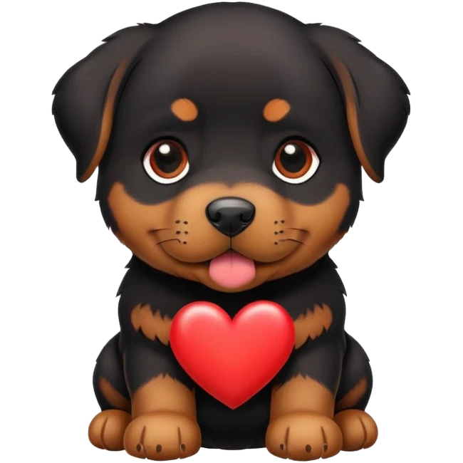 Rottweiler puppy with red heart emoji