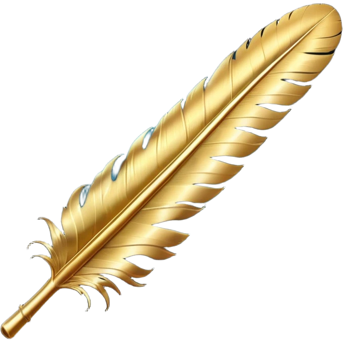 3D perspective Premium golden feather emoji