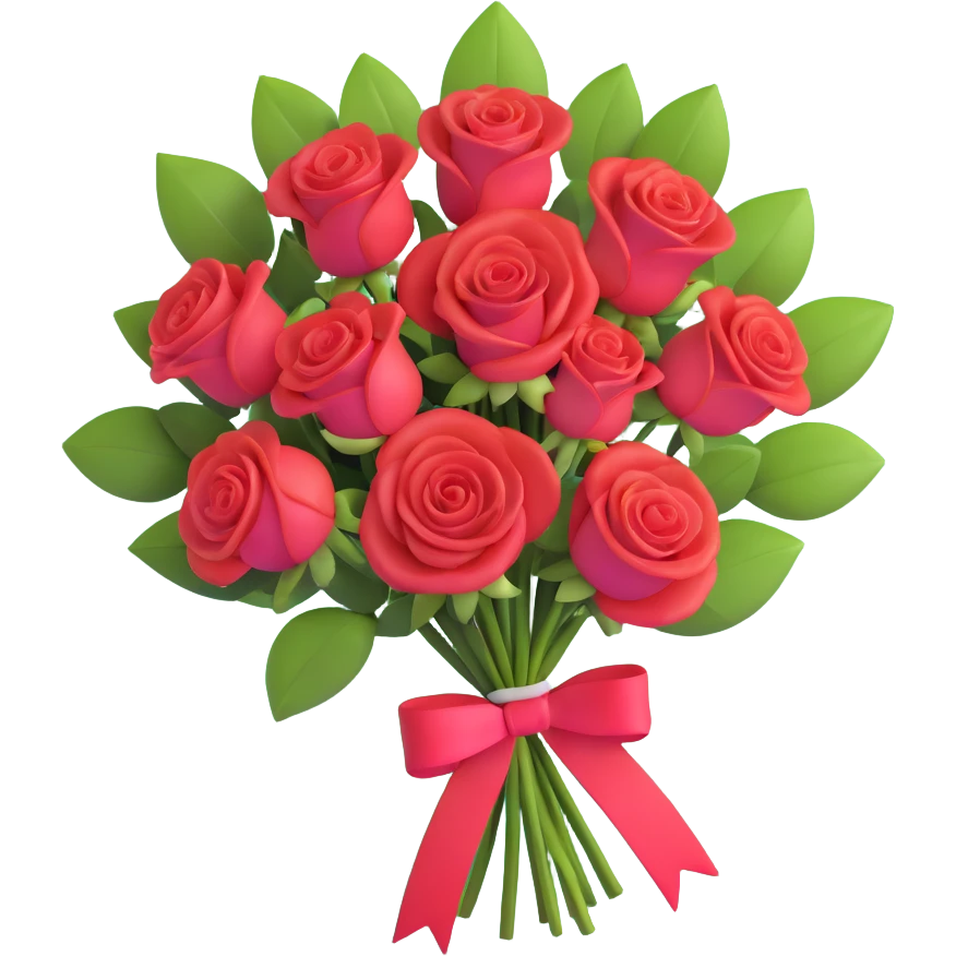 elegant bouquet of red roses with ribbon emoji