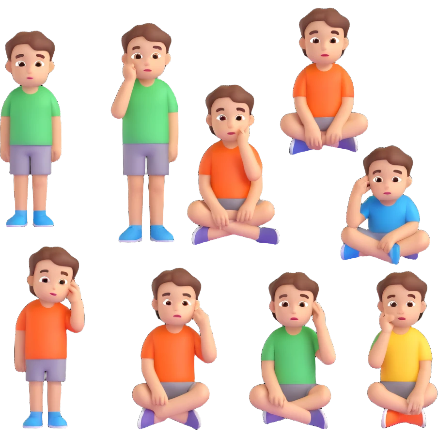 happy single thinking children emoji