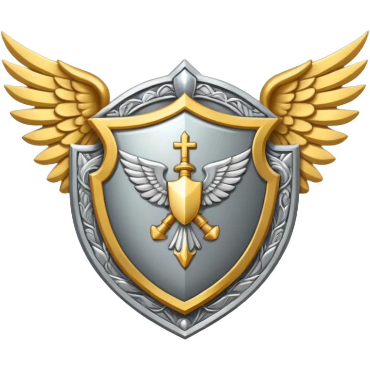 holy emblem with silver wings and shield in the middle emoji