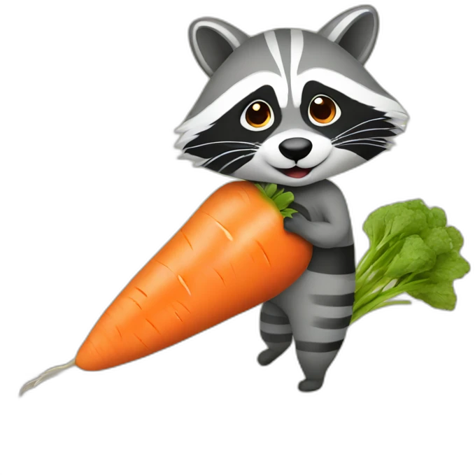A raccoon in a carrot costume emoji