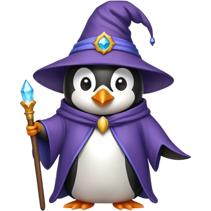 penguin wearing wizard hat and robe emoji